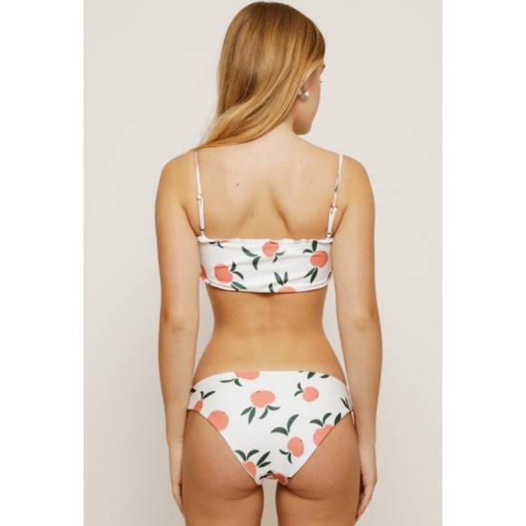 revolve KHAOS swim peach print white bikini top & bottom - size s - Picture 2 of 10